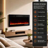 Cheminée électrique encastrable fine de 30 pouces certifiée CTUVus, murale, 1500W, avec contrôle intelligent WiFi Tuya, flamme LED linéaire, chauffage OEM