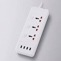 Multiprise universelle multi-types à 3 prises en ABS pour usage hospitalier avec protection contre les surcharges et ports USB