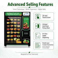 Mesin Penjual Otomatis Makanan Segar Pintar, Sayuran, Buah, Salad, Daging, Dilengkapi Pendingin, Layar Sentuh 32 Inci, 110V/220V