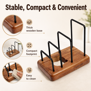 Support de rangement personnalisé en bois de noyer pour planches à découper, ustensiles de cuisine, casseroles et couvercles - Product Image 3