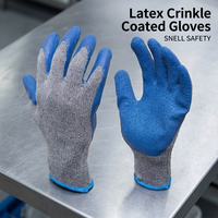 Gants de sécurité en polycoton Snell EN388 2132X 10G bleus avec paume enduite de latex gaufré pour l'automobile, la construction et la logistique