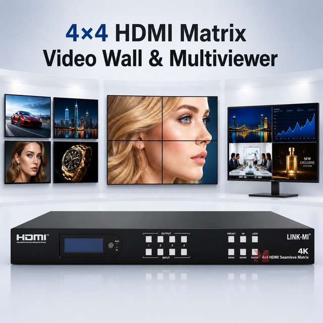 4K HDMI Matrix Switch 4x4 Video Wall Controller 2x2 Seamless Switcher with EDID RS232 TCP IP Control