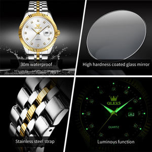 Reloj de Pulsera de Cuarzo Clásico para Pareja, Marca de Primera Calidad, Modelo 5526, Acero Inoxidable, Resistente al Agua, Escala de Diamantes, Relojes Originales para Pareja - Product Image 5