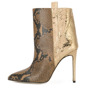 Colore alla moda abbinato oro rosso modello serpente in <span class=keywords><strong>pelle</strong></span> punta a punta tacco a spillo stivaletti donna stivaletti con tacco alto stivaletti - Product Image 5