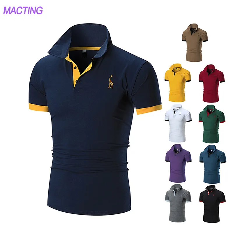 Groothandel Custom Logo Eenvoudige Hoge Kwaliteit Geborduurde Effen Casual Golf Katoenen Polyester Poloshirts T-Shirt Voor Mannen