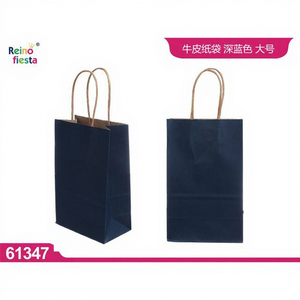 Bolsa de Vino de Papel Kraft Azul Oscuro Peiyong, Solución de Embalaje Ecológica al por Mayor, 33x26x12cm, Modelo 61347 para Exposiciones - Product Image 1