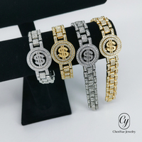 Bracelet de montre rotatif CY 16 mm Dollar US pour hommes et femmes, collier serti de diamants, chaîne cubaine style Hip-Hop Rap, bijoux en gros