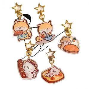 Acrylic <b>Keychain</b> with Glue-dip DIY Double-sided Star-shaped Small Pendant Cartoon <b>Anime</b> Signboard, Glitter Laser <b>Keychain</b> - Product Image 1