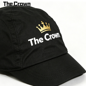 Casquette de cyclisme personnalisée avec logo imprimé, vente en gros, motif couronne dorée métallique, chapeau léger en nylon à visière courte, fabricant - Product Image 3