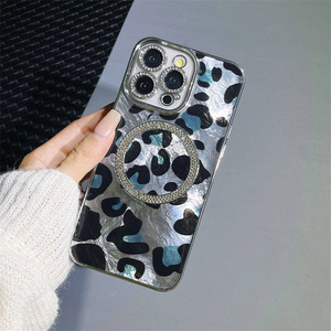 Fundas con estampado de leopardo de moda callejera Para Celular fundas de teléfono móvil magnéticas de diamante para iPhone 16 plus - Product Image 2