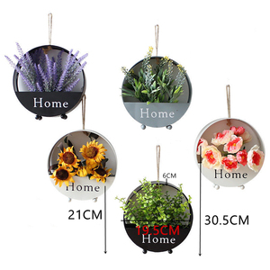 Pot de fleurs mural de style nordique pour salon, <span class=keywords><strong>d</strong></span>écoration de porte, <span class=keywords><strong>d</strong></span>écoration <span class=keywords><strong>d</strong></span>'intérieur, artisanat en <span class=keywords><strong>fer</strong></span>, vase mural rond - Product Image 2