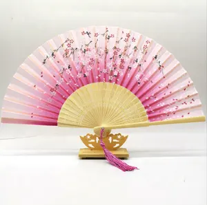 Hand Held Fan Patroon Folding Dance Wedding Party Lace Silk Folding Handheld Bloem Fan