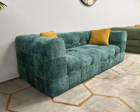 Günstige Flauschige Bouclé Couch, 3-Sitzer Modulare Sektion, Vollschwamm-Samt-Sofa-Set, Komprimiert im Vakuumbeutel Verpackt