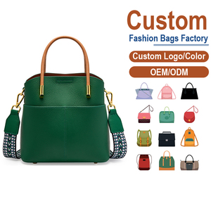 Bolsos de Cuero Genuino de Diseño de Lujo, Bolso Tipo Cubo de Moda Esmeralda para Verano, Bolso de Mano para Mujer con Correa Tejida y Cierre de Cremallera Antirrobo - Product Image 1