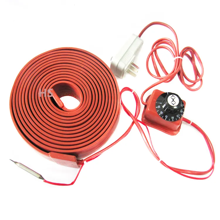 High Temperature 220V 15MM 25MM 30MM 50MM 100W 500W Flexible Silicone Strip Heater Pipe Heating Belt With Temperature Controller