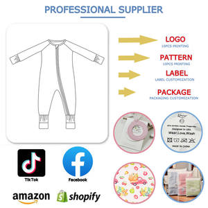 Benutzer definierte Bambus Spandex Short Zip Bambus Viskose WeiWei Kid Baby Schlafanzug Stram pler Overalls Kid 2 Stück Pyjamas Sets Schläfer - Product Image 2