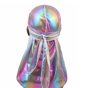 Durag Holográfico Degradado, Gorro Pirata Brillante y Sedoso, Pañuelo para la Cabeza con Cola Larga Estilo Hip Hop, Venta al Por Mayor - Product Image 2
