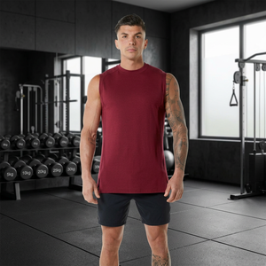 Plain Cotton Oversized Breathable Eco-Friendly Heavyweight Crewneck Loose Fit <b>Cropped</b> Boxy Acid Wash Tank <b>Top</b> for <b>Men</b> - Product Image 1