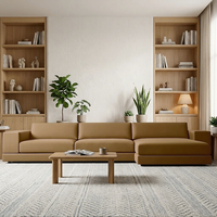 Canapé modulaire en tissu en forme de L, style minimaliste moderne, pour salon, villa de luxe, appartement, avec mousse haute densité et ensemble en lin