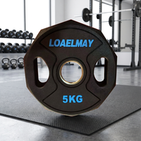 Disques de musculation commerciaux à dix côtés Langmai en fonte, plaqués caoutchouc, pour centres de fitness et entraînement de force