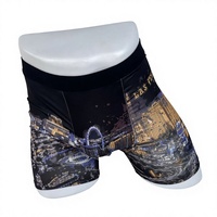 Boxer imprimé Las Vegas Nightscape pour hommes, sous-vêtements à taille élastique mi-cuisse, vêtements de nuit graphiques à thème urbain