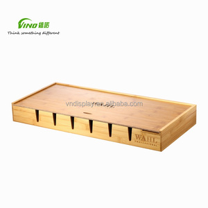 Organizador de productos de aseo de bambú con múltiples compartimentos, solución de almacenamiento de herramientas para el cabello montada en la pared para estantes de exhibición de salón y baño - Product Image 4