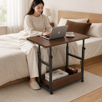 Table de chevet mobile réglable avec étagère de rangement, bureau pour ordinateur portable à placer au-dessus du lit, pour chambre et bureau à domicile
