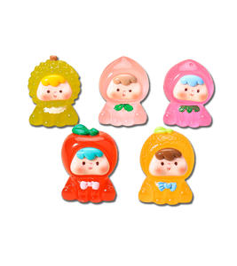 Luminoso lindo fruta melocotón resina accesorios DIY nevera pegatinas decoración de escritorio llavero acrílico encanto fruta villano - Product Image 2