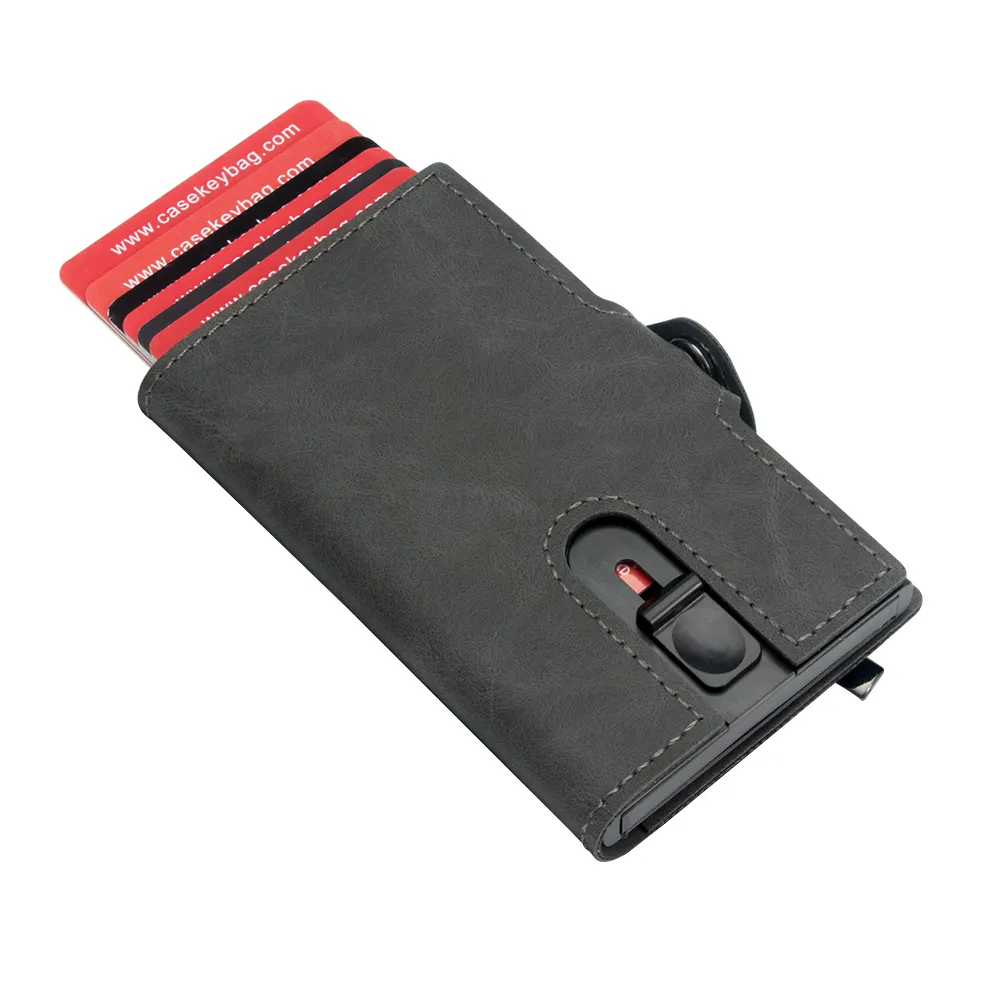 OEM/ODM sıcak satmak kadın erkek Rfid alüminyum Antimagnetic çanta kredi kartı akıllı kimlik kartı tutucu deri Mini kart cüzdan