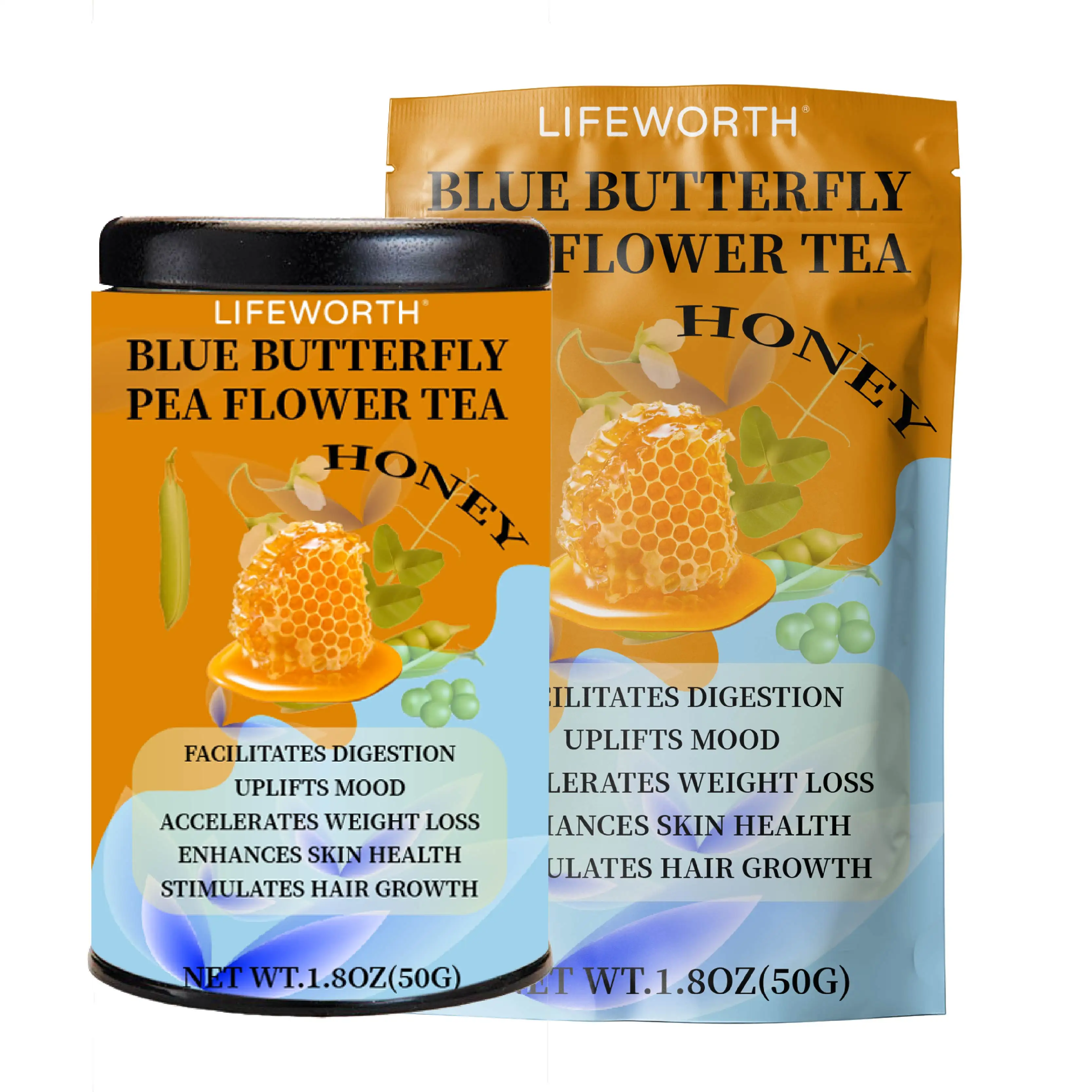 Оптовая продажа от производителя Lifeworth, натуральный травяной чай с ароматом меда, бабочки, гороха