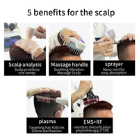 Analyseur de cheveux et de peau multifonctionnel professionnel 5 en 1, machine d'analyse du cuir chevelu, massage pour le soin du cuir chevelu et la croissance des cheveux