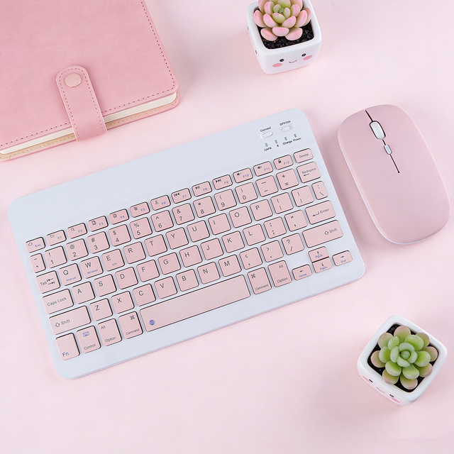 BT Keyboard Ultra-Slim Wireless Keyboard Combo Mouse for iPad Rechargeable IOS Android Windows PC Tablets Phone