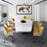 Meubles de bureau de luxe Bureau Table de conférence hexagonale 6 places Table de réunion blanche avec chaises