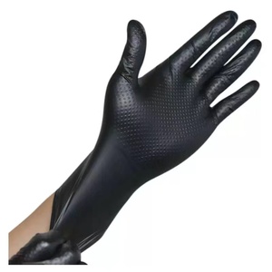 Gants extra épais à motif diamant, texture intégrale, élastiques, respirants, noirs, antidérapants et résistants à l'huile - Product Image 1