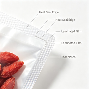 Sachet refermable transparent en plastique alimentaire pour fruits secs, chips, noix et bonbons - Product Image 3