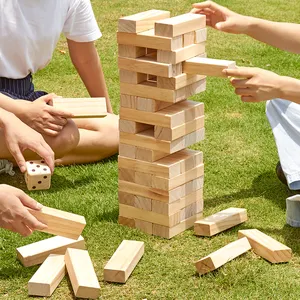 나무 스태킹 빌딩 블록 아이 놀이 장난감 세트 게임 점보 거대한 텀블링 타워