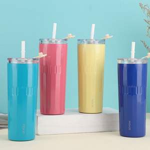 Stainless Steel Double-Layer Vacuum Thermos <b>Cup</b> Luxury Design <b>Large</b>-Capacity Ice Explosion Style Featuring Straws - Product Image 1