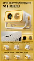 Projecteur portable V19 Android HD avec mise en miroir sans fil de l'écran, pour la maison, la chambre, petit format, batterie intégrée, projection de 120 pouces