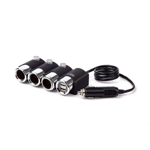 Car Charger Dual USB+one Turn Three Cigarette Lighter with Independent Switch
