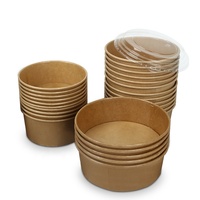 Groothandel wegwerp vierkante ronde papieren bekers verwarmbaar kraft waterdicht aangepaste print logo papieren salade poke bowl met PE deksel