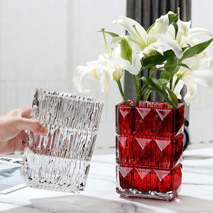 Jarrón de cristal de <span class=keywords><strong>Murano</strong></span> impreso en 3D, florero de agua transparente cuadrado grueso, Art Deco, cristal finamente grabado para mesa de boda - Product Image 1