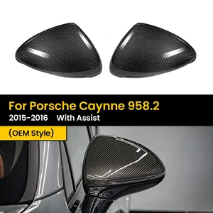 Coques de rétroviseurs en fibre de carbone véritable brillante pour Porsche Cayenne 958.2 2015-2016, style OEM, remplacement direct - Product Image 2