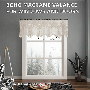 Handmade Cotton Rope Macrame Valance Boho Tassels Window Short Doorway <b>Curtains</b> <b>for</b> <b>Kitchen</b> Living Room Diwali Decor - Product Image 2