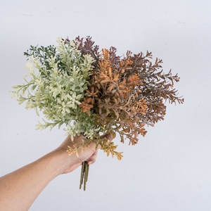 CallaFloral Ramas de Hierba con Diseño de Asta de Ciervo, Flores Artificiales en Blanco, Borgoña, Café y Amarillo Oscuro para Decoración de Interiores CL16105 - Product Image 2