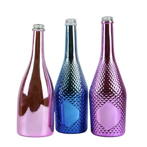 Fancy 700ml 750ml Chrome Polished Silk Printing Sparkling Wine <strong>champagne</strong> Glass <strong>Bottle</strong> with the Metal Labels and Customized Color - Product Image 1