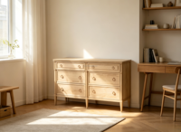 Commode personnalisable à 6 tiroirs en chêne massif, style européen moderne de luxe, avec double tiroir, meuble de rangement pour chambre à coucher, commode d'appoint