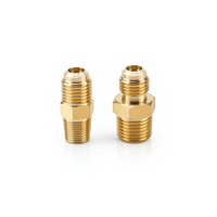 Adaptador de latón con rosca macho tipo abocardado SAE 1/8"-3/4" y acoplamiento de media unión macho BSPT/UNF para sistemas de propano/gas/refrigeración