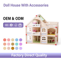 Maison de poupée en bois à construire soi-même pour enfants et ensemble de meubles miniatures, design de pièce miniature à 3 étages, ensemble de jeu d'imitation, jouets Montessori pour enfants
