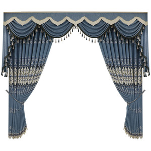 Embroidered Fabric Turkish Style Curtain Lace Curtains Luxury Living Room Woven Grommet China Suppliers Royal Home in Gray Color