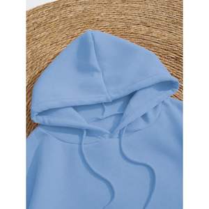 Sweat-shirt personnalisé pour femme, décontracté, à manches longues, à capuche, tricoté, respirant, avec poche, bleu - Product Image 2